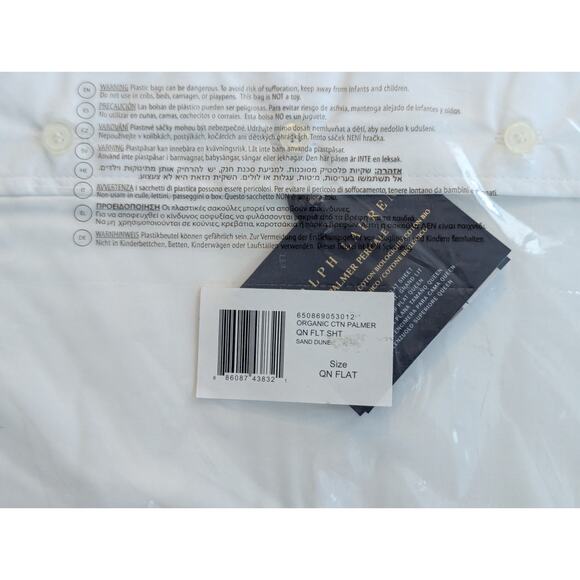 NWT Ralph Lauren Queen Flat Sheet White Organic Cotton Palmer Percale Sand Dune - Picture 2 of 3